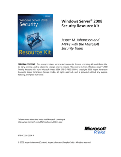 Windows Server 2008 Security Resource Kit Jesper M. Johansson and