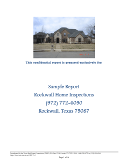 Sample Report Rockwall Home Inspections (972) 772-6050 Rockwall, Texas 75087