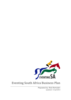Eventing South Africa Business Plan Prepared by: Rob Ramsden