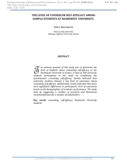 T THE	LEVEL	OF	COUNSELOR	SELF‐EFFICACY	AMONG SAMPLE	STUDENTS	AT	HASHEMITE		UNIVERSITY.