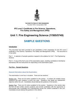 (Y/505/5749) SAMPLE QUESTIONS  IFE Level 3 Certificate in Fire Science, Operations,