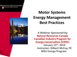 Motor Systems Energy Management Best Practices A Webinar Sponsored by: