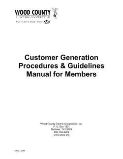 Customer Generation Procedures &amp; Guidelines Manual for Members