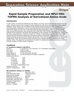 Rapid Sample Preparation and HPLC-ESI- TOFMS Analysis of Derivatized Amino Acids Introduction