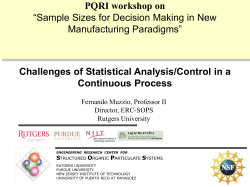 PQRI workshop on Challenges of Statistical Analysis/Control in a Continuous Process