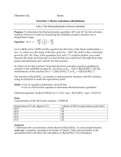 Chemistry 163  Name: Lab 4: The thermodynamics of borax solvation
