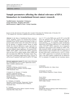 Sample parameters affecting the clinical relevance of RNA