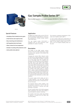 Gas Sample Probe Series SP® Special Features Application