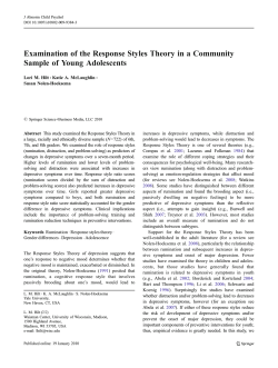 Examination of the Response Styles Theory in a Community