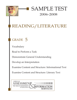 SAMPLE TEST 5 READING/LITERATURE GRADE