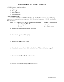 Sample Questions for Chem 002 Final WS14