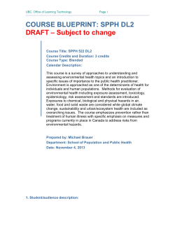 COURSE BLUEPRINT: SPPH DL2 – Subject to change DRAFT
