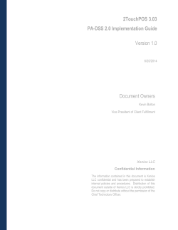 2TouchPOS 3.03 PA-DSS 2.0 Implementation Guide Version 1.0