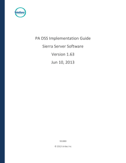 PA DSS Implementation Guide Sierra Server Software Version 1.63 Jun 10, 2013