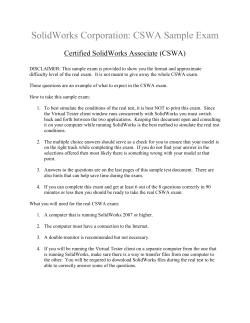 SolidWorks Corporation: CSWA Sample Exam  Certified SolidWorks Associate (CSWA)