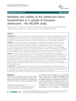 Reliability and validity of the Adolescent Stress