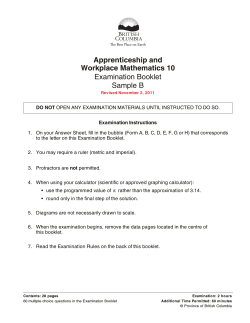 Apprenticeship and Workplace Mathematics 10 Examination Booklet