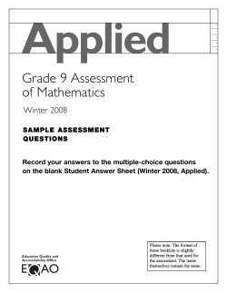 Applied Grade 9 Assessment of Mathematics Winter 2008