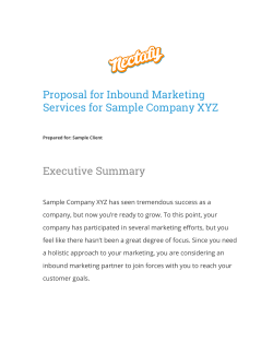 Proposal for Inbound Marketing Services for Sample Company XYZ Executive Summary