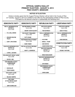 OFFICIAL SAMPLE BALLOT PRIMARY ELECTION - AUGUST 5, 2014 PIKE COUNTY, MISSOURI
