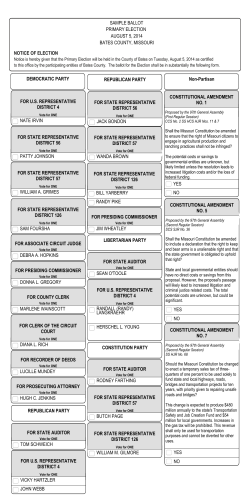 SAMPLE BALLOT PRIMARY ELECTION AUGUST 5, 2014 BATES COUNTY, MISSOURI