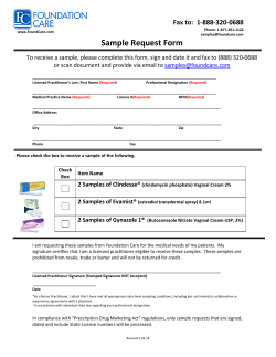 \  Sample Request Form Fax to:  1-888-320-0688