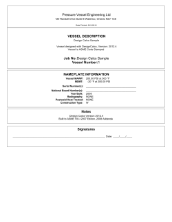 Pressure Vessel Engineering Ltd VESSEL DESCRIPTION
