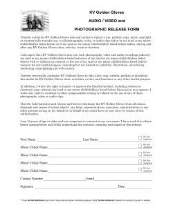 KV Golden Gloves AUDIO / VIDEO and PHOTOGRAPHIC RELEASE FORM