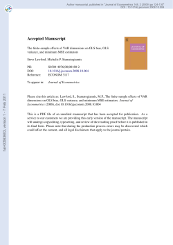 Author manuscript, published in &#34;Journal of Econometrics 148, 2 (2009)... 10.1016/j.jeconom.2008.10.004