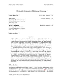 The Sample Complexity of Dictionary Learning Daniel Vainsencher Shie Mannor @