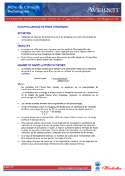 ECHANTILLONNAGE DE PESEE (THEORIQUE) DEFINITION OBJECTIFS