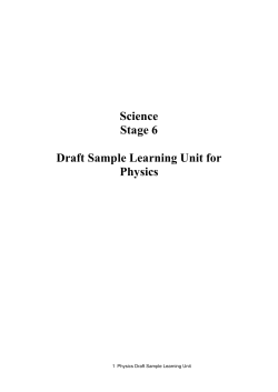 Science Stage 6 Draft Sample Learning Unit for Physics