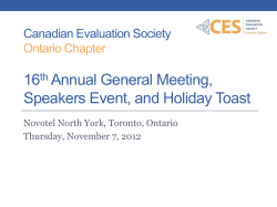 16 Annual General Meeting, Speakers Event, and Holiday Toast Canadian Evaluation Society