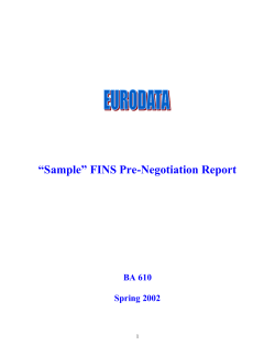 “Sample” FINS Pre-Negotiation Report  BA 610 Spring 2002