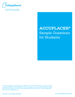 ACCUPLACER Sample Questions for Students ®
