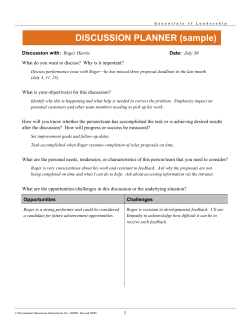 DISCUSSION PLANNER (sample)  Discussion with: