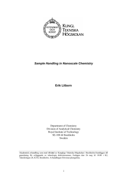 Sample Handling in Nanoscale Chemistry Erik Litborn