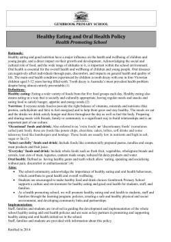 Healthy Eating and Oral Health Policy Health Promoting School