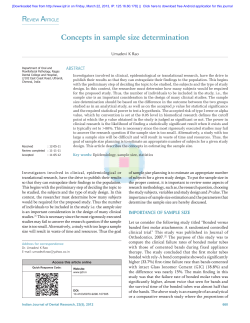 Concepts in sample size determination ABSTRACT Umadevi K Rao