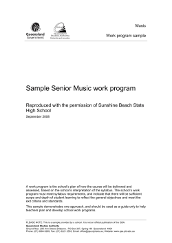 Sample Senior Music work program High School Music