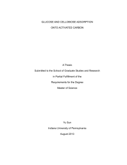 GLUCOSE AND CELLOBIOSE ADSORPTION ONTO ACTIVATED CARBON A Thesis