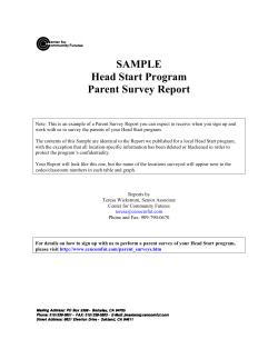 SAMPLE Head Start Program Parent Survey Report