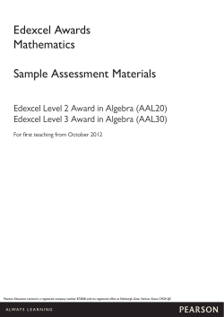Edexcel Awards Mathematics Sample Assessment Materials Edexcel Level 2 Award in Algebra (AAL20)