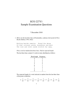 ECO 227Y1 Sample Examination Questions 7 December 2010