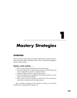 1 Mastery Strategies OVERVIEW
