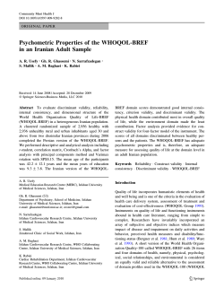 Psychometric Properties of the WHOQOL-BREF in an Iranian Adult Sample