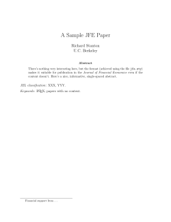 A Sample JFE Paper Richard Stanton U.C. Berkeley