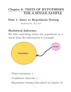 Chapter 9: TESTS OF HYPOTHESES FOR A SINGLE SAMPLE Statistical Inference