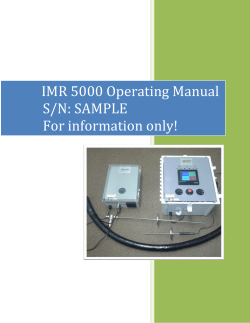 IMR 5000 Operating Manual S/N: SAMPLE For information only!
