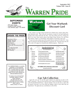 Get Your Warhawk Discount Card SEPTEMBER EVENTS